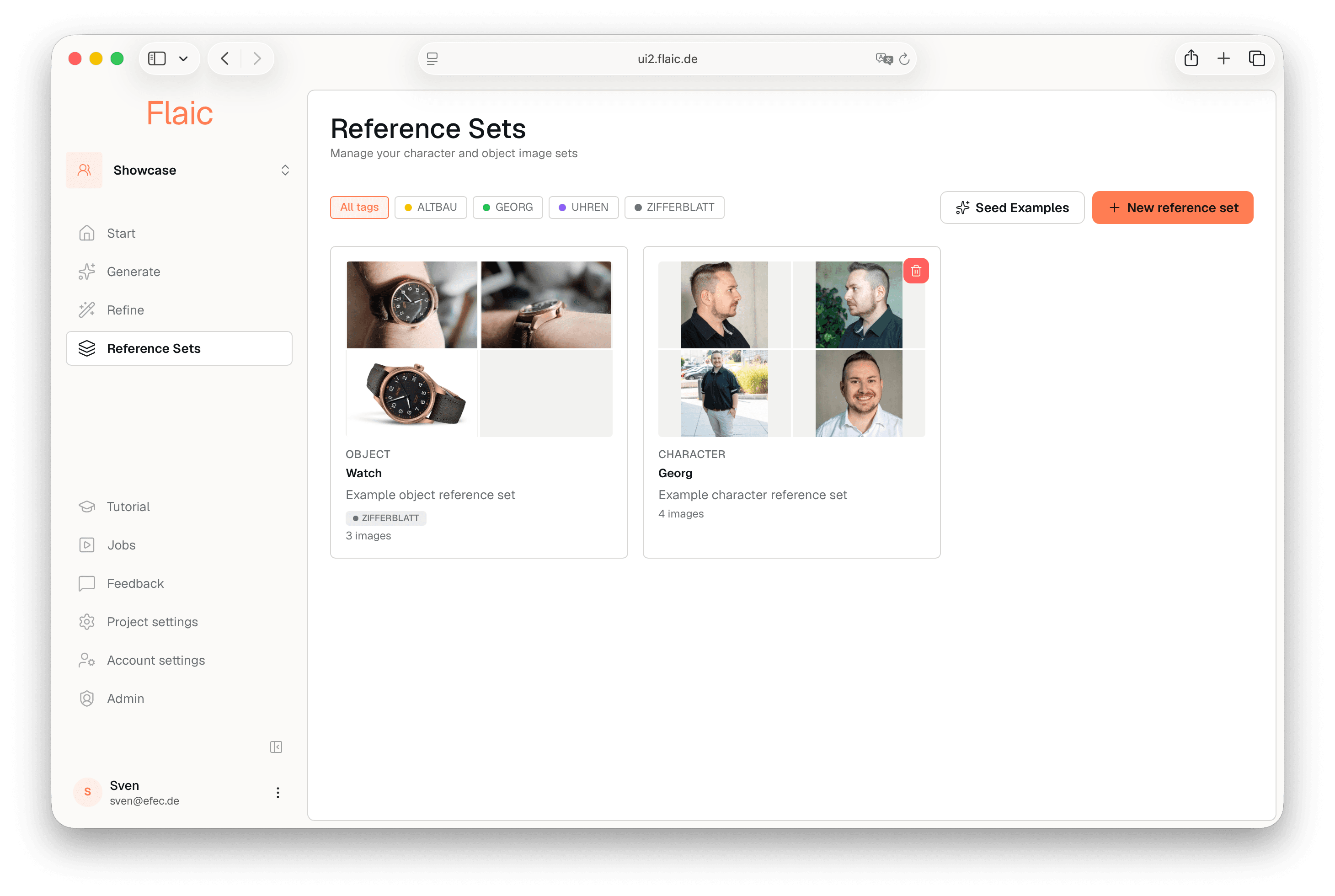 flaic studio interface — refining and picking final imagery